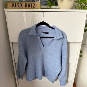 Women's Blue V-Neck Sweater